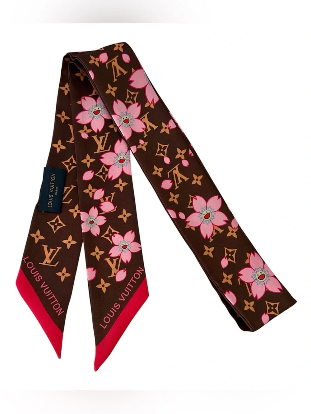 LOUIS VUITTON LV X Takashi Murakami Silk Monogram Cherry Blossom Bandeau - Tan